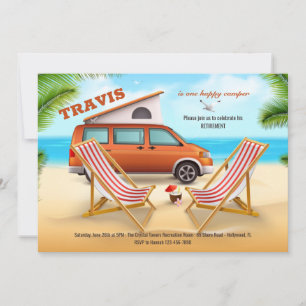 Lycklig Camper Pension Party Inbjudningar
