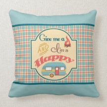 Lycklig Camper Personlig Pillow (Aqua & Coral)