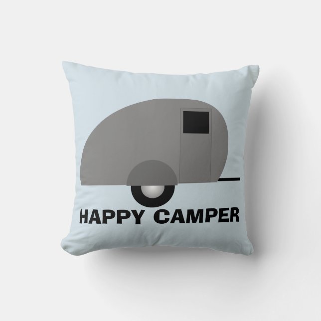 Lycklig Camper Pillow, Camper Trailer Kudde (Framsida)