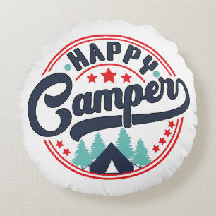 Lycklig Camper Rund Kudde