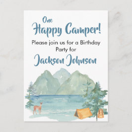 Lycklig Camper Rustic Mountain Watercolor Birthday Vykort