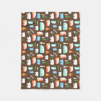 Lycklig Camper RV Camping Fleece Blanket - Brown