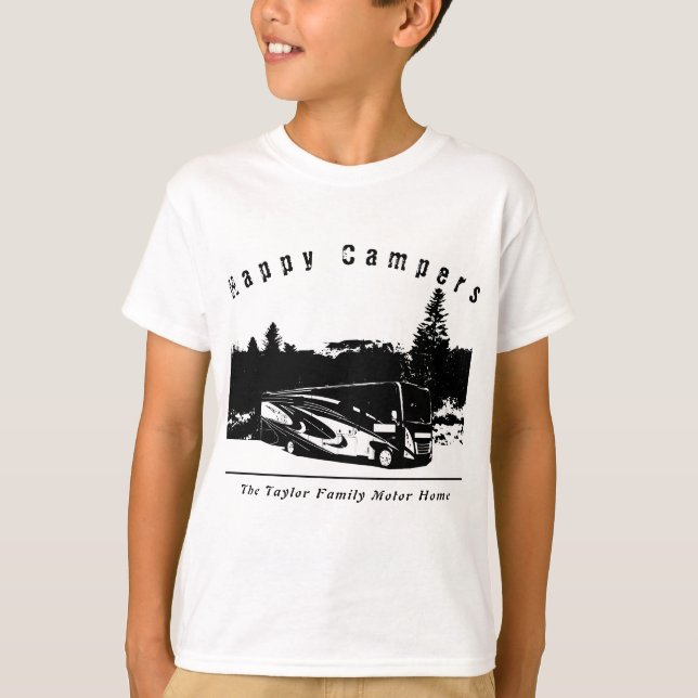Lycklig Camper RV Resa Boy's T Shirt (Framsida)