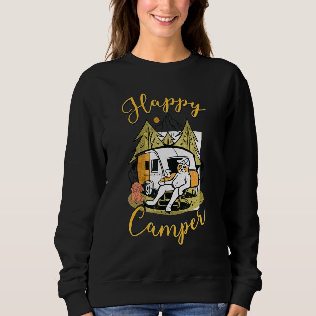 Lycklig Camper Rv Van Camping som säger Lycklig Ca T Shirt (Framsida)