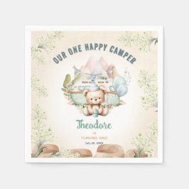Lycklig Camper Sommar 1:a födelsedag Papper Pappersservett