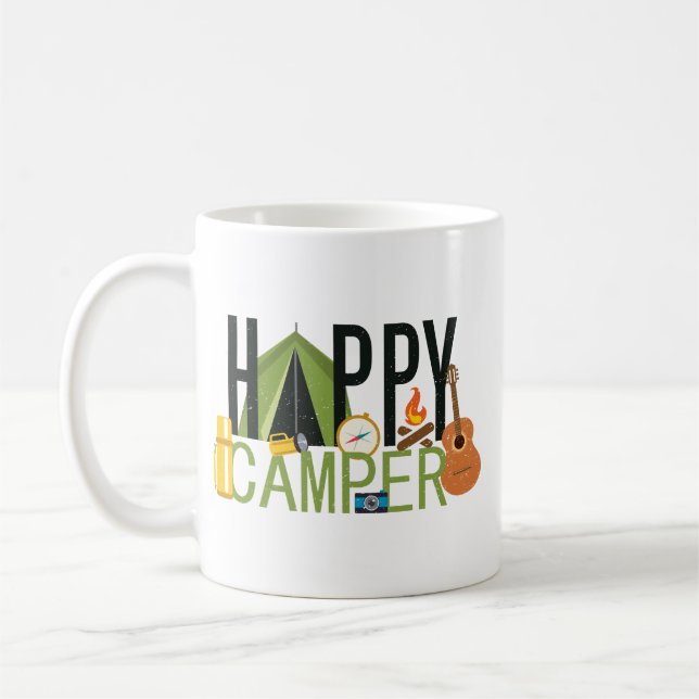 Lycklig Camper Tält Camping Kaffemugg (Vänster)