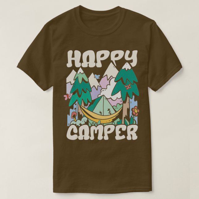 Lycklig Camper Tält Coola Camping T Shirt (Design framsida)