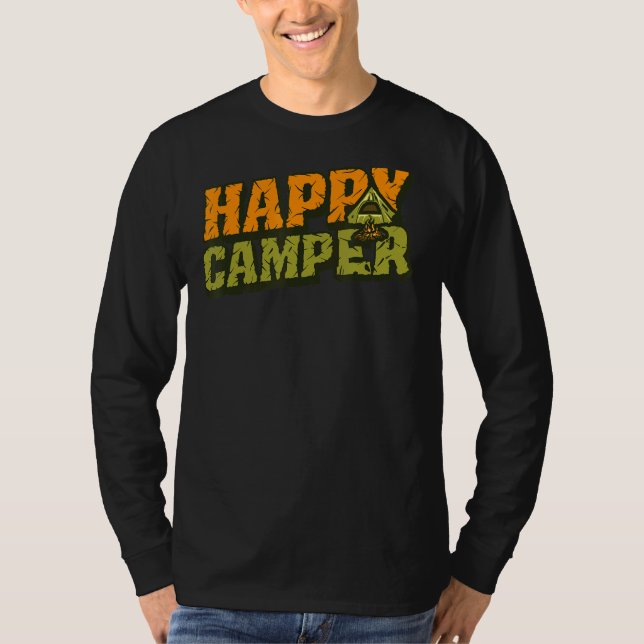 Lycklig Camper Tält Coola Camping T Shirt (Framsida)