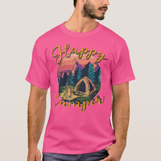 Lycklig Camper Tält Sunset Mountains Campfire Camp T Shirt