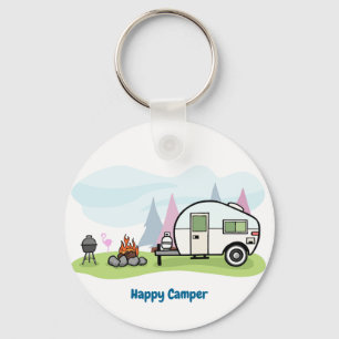 Lycklig Camper Trailer Nyckelring