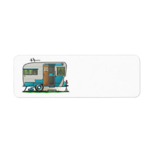 Lycklig Camper Trailer Returadress Etikett