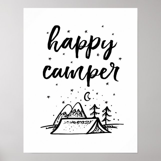 Lycklig Camper-ungarna skriver ut svart och vit de Poster (Framsidan)