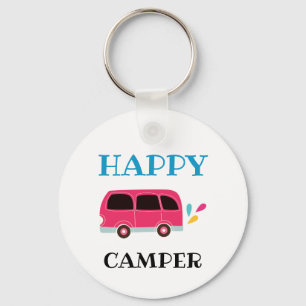 Lycklig Camper Van Cute Tecknad Anpassningsbar Nyckelring