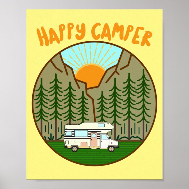 Lycklig camper - Vanlife-grafik #7 Poster (Framsidan)