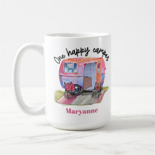 Lycklig Camper Vintage Rosa Camper Kaffemugg