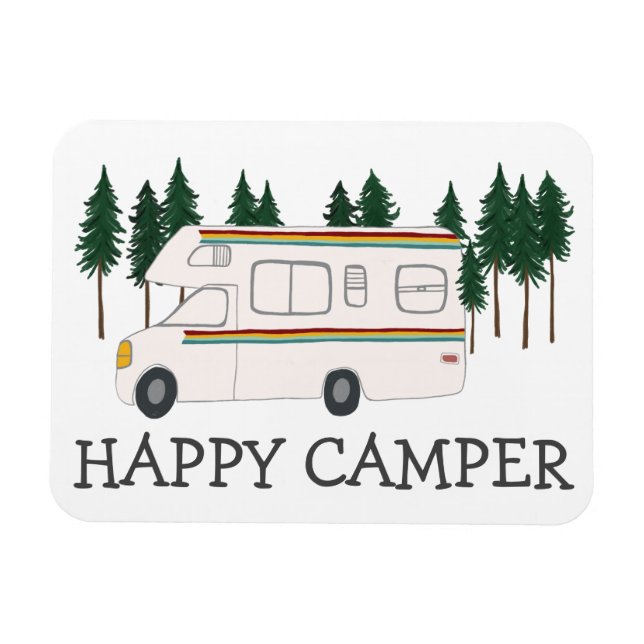LYCKLIG CAMPER Whimsical Retro RV Motorhome Träd Magnet (Horisontell)