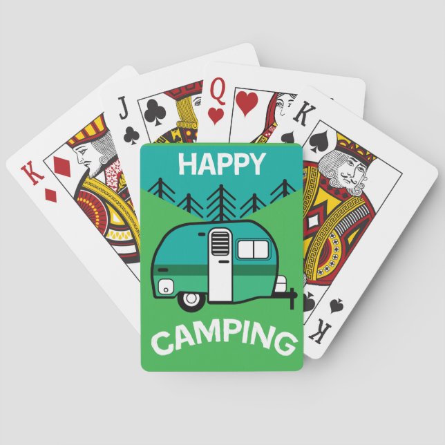 Lycklig Campers | Caravaner | Camper Dekorativ kud Casinokort (Baksidan)