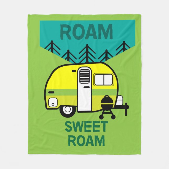 Lycklig Campers | Caravaner | Camper Dekorativ kud Fleecefilt (Framsidan)