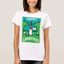Lycklig Campers | Caravaner | Camper Dekorativ kud T Shirt