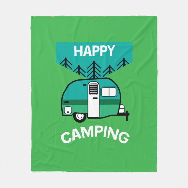 Lycklig Campers | Caravaner | Kamper Dekorativ kud Fleecefilt (Framsidan)