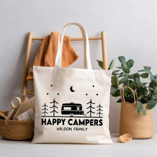 Lycklig Campers-familjen Namn Äventyr Camp Life Tygkasse