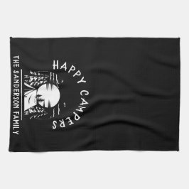 Lycklig Campers Family Namn Camping Resa Black Whi Kökshandduk