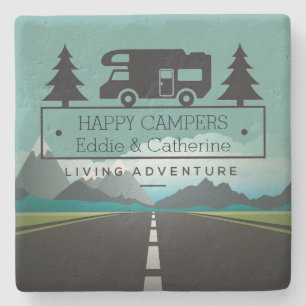 Lycklig Campers Pension RV Camping Travel Underlägg Sten