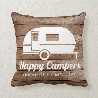 Lycklig Campers Rustic Wood Camping Dekorativ kudd Kudde