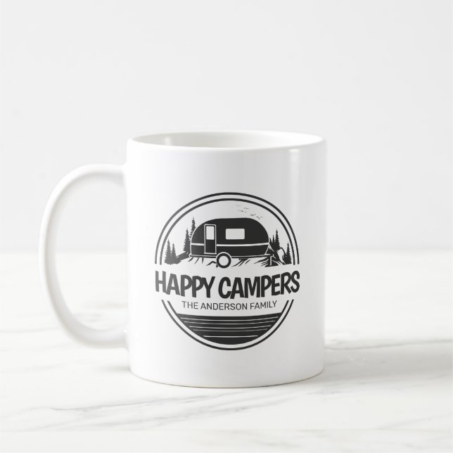 Lycklig Campers Vintage Camping Kaffemugg (Vänster)