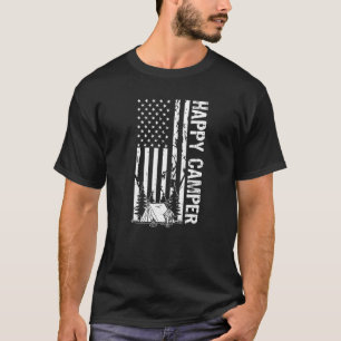 Lycklig Camping Camper American Flagga US Hiking T Shirt