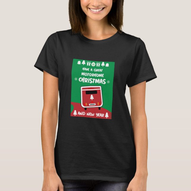 Lycklig Camping Motorhom Julafton T-Shirt (Framsida)