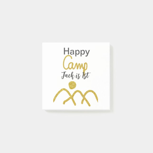 Lycklig campingcamping per en födelsedag barn gyll post-it block (Framsida)