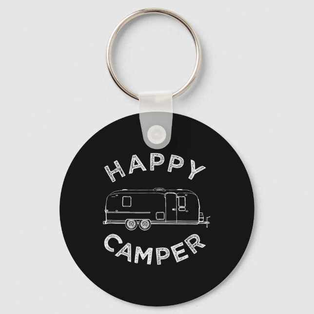 Lycklig-campinglägret, Retro Camping Caravan Tee Nyckelring (Framsida)