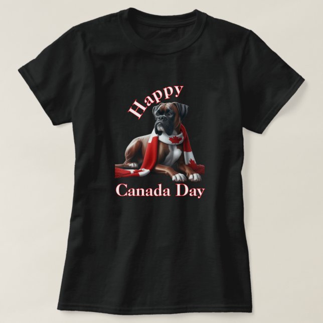 Lycklig Canada Day Boxer Hund T Shirt (Design framsida)