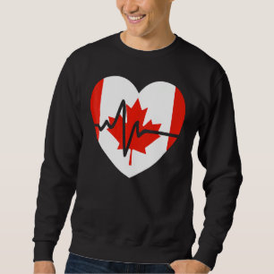 Lycklig Canada Day Canadian Heart Beat Rate Nurse Lång Ärmad Tröja