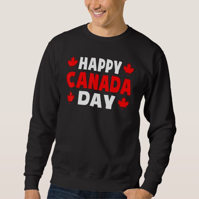 Lycklig Canada Day Cute Maple Löv Kanada Day Manar Lång Ärmad Tröja (Framsida)