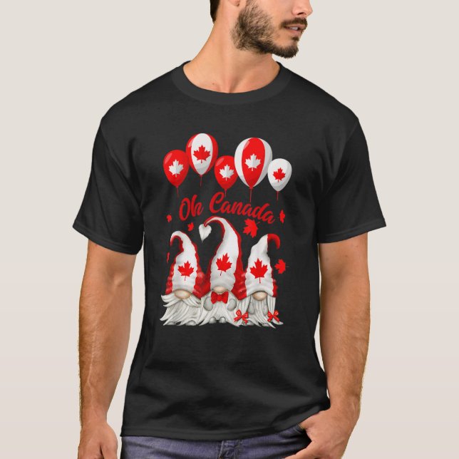 Lycklig Canada Day Cute Patriotic Gnome Maple Löv T Shirt (Framsida)