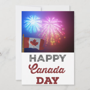 Lycklig Canada Day Flagga & Fireworks Julkort