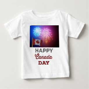 Lycklig Canada Day Flagga & Fireworks T Shirt