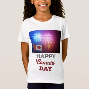 Lycklig Canada Day Flagga & Fireworks T Shirt