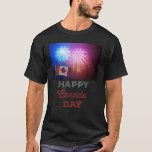Lycklig Canada Day Flagga & Fireworks T Shirt