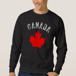 Lycklig Canada Day Maple Canadian Flagga Vintage Lång Ärmad Tröja