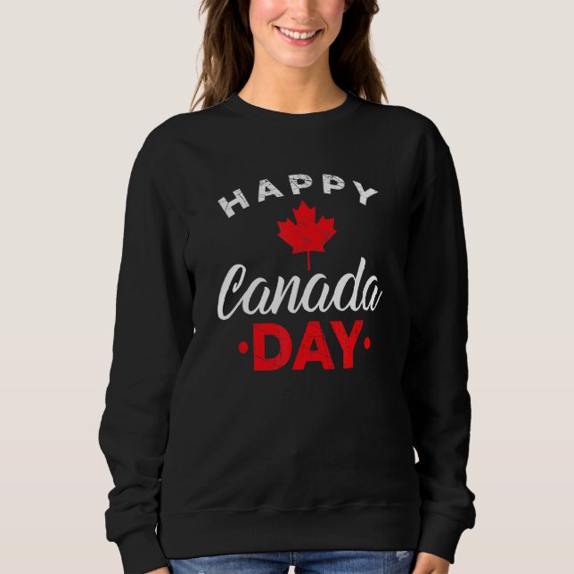 Lycklig Canada Day Maple Löv Canadian Flagga T Shirt (Framsida)