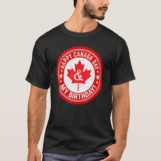 Lycklig Canada Day My Birthday Maple Löv Canadian  T Shirt (Framsida)