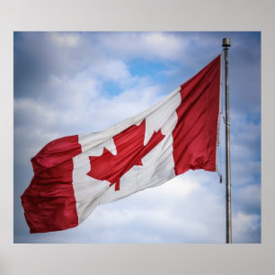 Lycklig Canada Day Red and White Canadian Flagga Poster