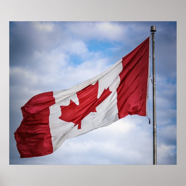 Lycklig Canada Day Red and White Canadian Flagga Poster (Framsidan)