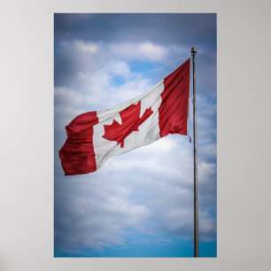 Lycklig Canada Day Red and White Canadian Flagga Poster
