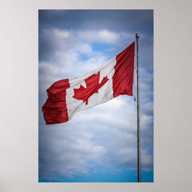 Lycklig Canada Day Red and White Canadian Flagga Poster (Framsidan)