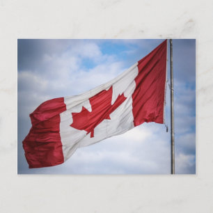 Lycklig Canada Day Red and White Canadian Flagga Vykort
