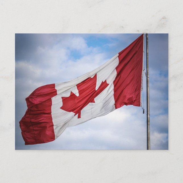 Lycklig Canada Day Red and White Canadian Flagga Vykort (Framsida)